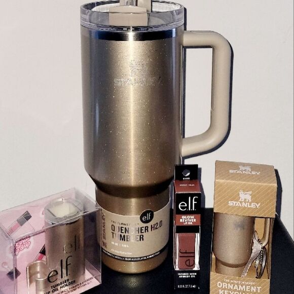 Stanley Gold 40oz Tumbler with ELF Beauty Bundle - Picture 2 of 11